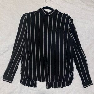 & Other Stories Black and Grey Striped Blouse, long sleeves